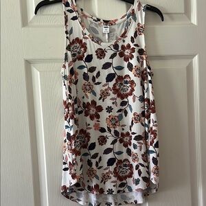 Old Navy Cream and Brown Tank Top with Floral and Leopard Print